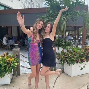 multicolor sparkled hoco dress
